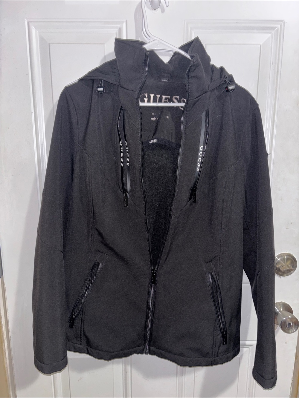 Guess Black Hooded Softshell Zip Jacket